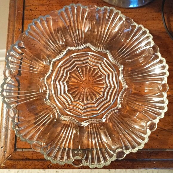 Vintage Anchor Hocking Clear Glass Relish Deviled Egg Serving Dish Platter - Picture 1 of 4